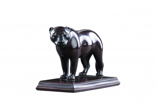 Lion en pierre aux yeux incrustés, Modèle du "Grand Tour"  - Sculpture Style 