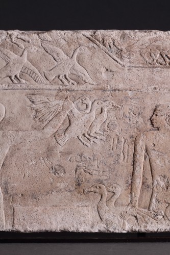 A Fine and Large Egyptian Limestone Relief Carved in Shallow Relief - 