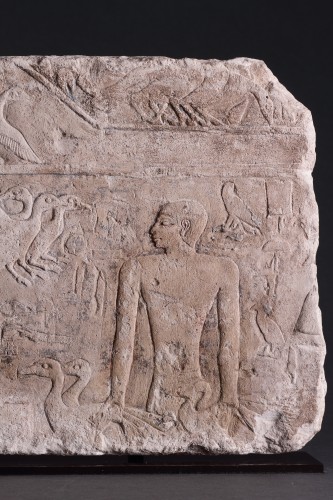 BC to 10th century - A Fine and Large Egyptian Limestone Relief Carved in Shallow Relief