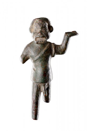 A Rare and Finely Detailed Greek Bronze Statuette of an Actor with Large Ph