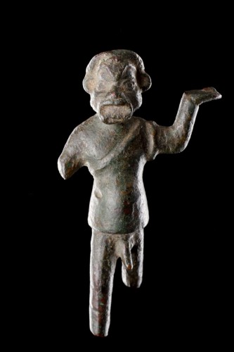 BC to 10th century - A Rare and Finely Detailed Greek Bronze Statuette of an Actor with Large Ph