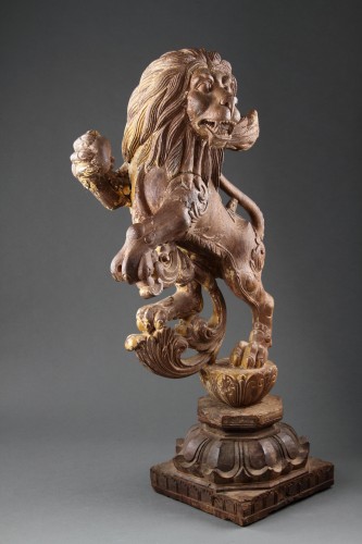 Asian Works of Art  - A Fine and Decorative Pair of Rampant Lions 