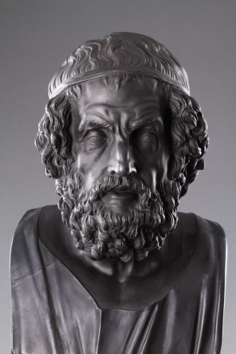 Sculpture  - A Fine Large Wedgwood Black Basalt Library Bust of the Ancient Greek Epic P