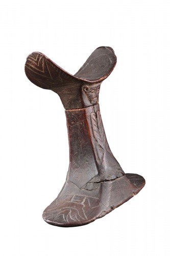 A Rare and Finely Carved Egyptian Wooden Headrest