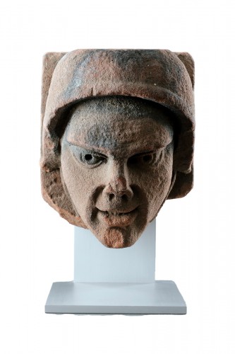 A Rare and Finely Carved Weser Renaissance Stone Head