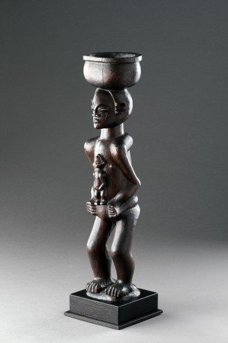 A Large Finely Carved ‘Cup Carrier’ of a Women with Child  - Tribal Art Style 