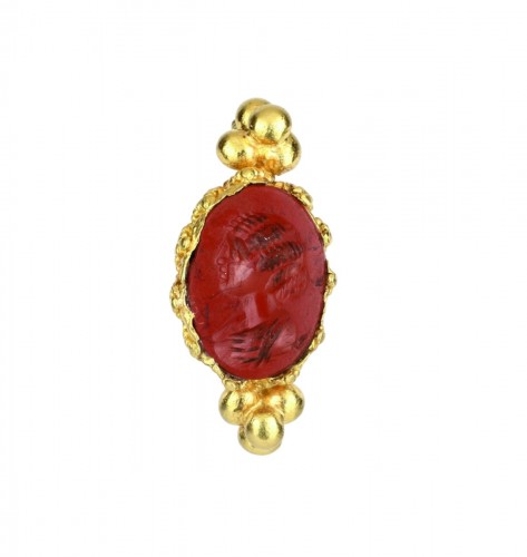 A Finely Set Ring with an Engraved Period Jasper Intaglio