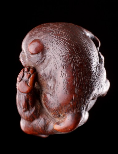 A Finely Carved Wood Netsuke of Two Puppy Dogs Playing  - Asian Works of Art Style 