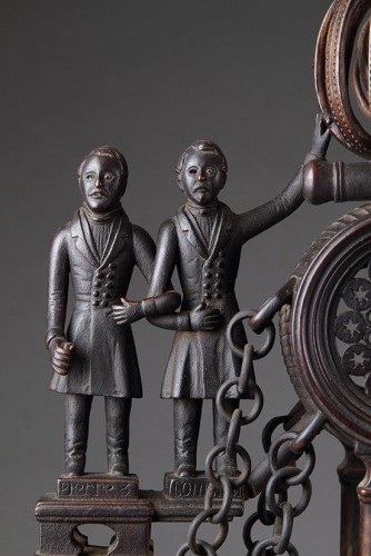 XIXe siècle - Deux curieux modèles architecturaux naïfs français en noyer sculpté