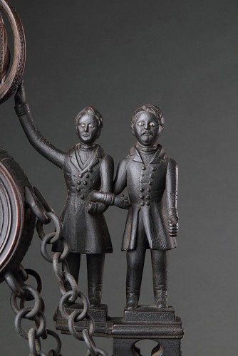 Deux curieux modèles architecturaux naïfs français en noyer sculpté - 