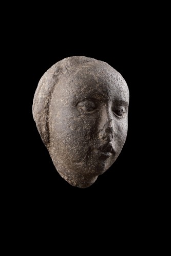 Sculpture  - An Early Carved Head of the Virgin from an Altar or Sarcophagus