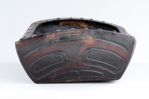 Northwest Coast Tlingit Peoples Red Cedar-Wood Ceremonial Oil Dish - Tribal Art Style 
