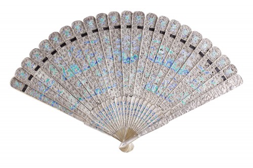 Chine pour l'Export - Éventail en argent doré émaillé,Dynastie Qing vers 1840-50