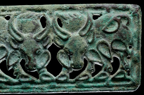 Asian Works of Art  - Siberian or North West Chinese Cast Openwork Bronze Belt Plaque