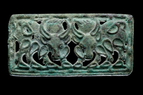 BC to 10th century - Siberian or North West Chinese Cast Openwork Bronze Belt Plaque