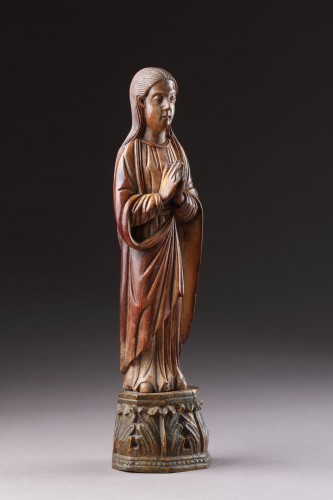 Antiquités - Vierge Marie, statuette de dévotion en ivoire sculpté, Goa
