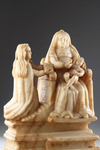 XVIIe siècle - Sainte Anne  et la Vierge - Groupe en albâtre sculpté de Trapani