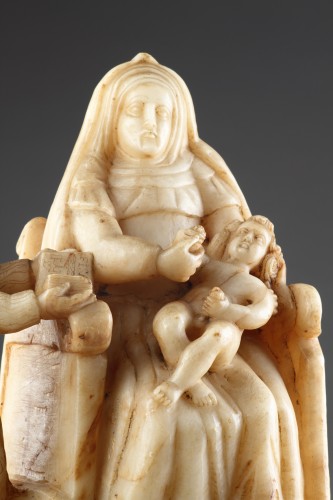 Antiquités - Sainte Anne  et la Vierge - Groupe en albâtre sculpté de Trapani