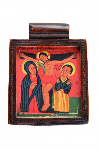 Pendentif à double face de dévotion chrétienne éthiopienne, 18e - 19e siècle  - Art sacré, objets religieux Style 