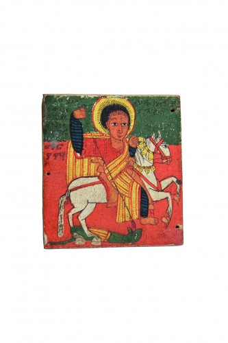 Art sacré, objets religieux  - Pendentif à double face de dévotion chrétienne éthiopienne, 18e - 19e siècle 