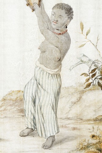 Paintings & Drawings  - Dutch Watercolour on Paper Depicting a Suriname Plantation Slave Girl 