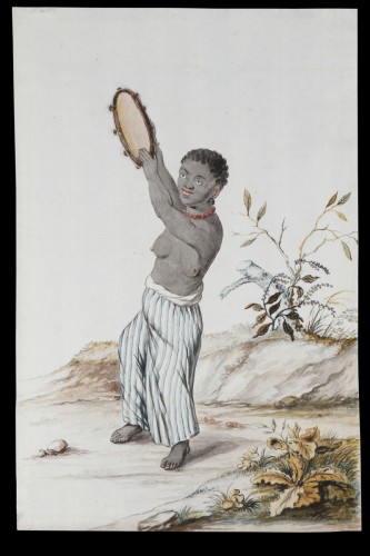 Dutch Watercolour on Paper Depicting a Suriname Plantation Slave Girl  - 