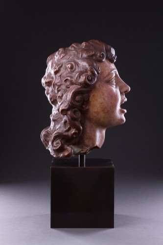 Italian Terracotta Sculpted Head of a Singing Angel - 
