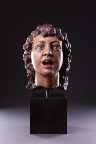 <= 16th century - Italian Terracotta Sculpted Head of a Singing Angel