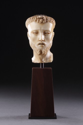 A Fine Hispano-Philippine Carved Ivory Head of ‘Saint Francis of Assisi’ - 