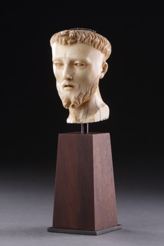17th century - A Fine Hispano-Philippine Carved Ivory Head of ‘Saint Francis of Assisi’