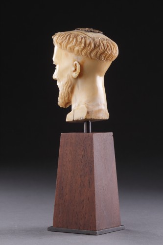  - A Fine Hispano-Philippine Carved Ivory Head of ‘Saint Francis of Assisi’