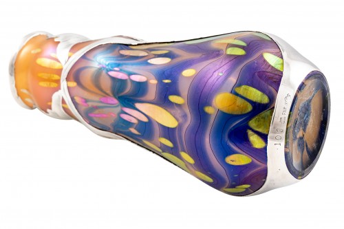 Vase with silver overlay Cytisus Neuroth decoration Loetz ca. 1902 - Art nouveau