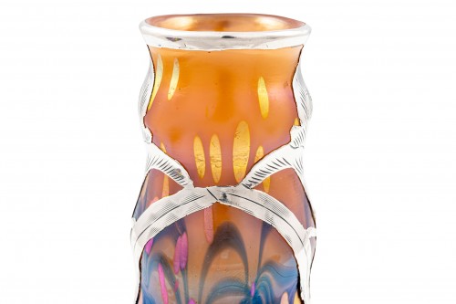 Art nouveau - Vase with silver overlay Cytisus Neuroth decoration Loetz ca. 1902