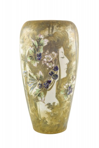 Art nouveau - Large Portrait Vase Amphora ca. 1898 ivory ceramics 