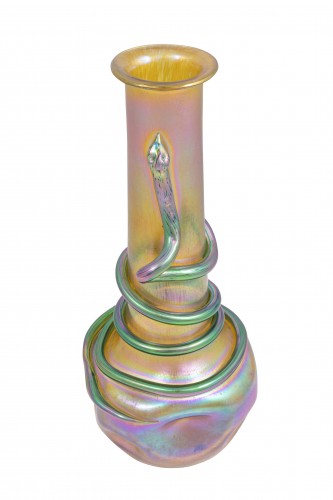 Antiquités - Vase Loetz Silberiris avec décor de serpent vers 1903