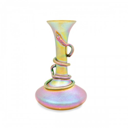 Vase Loetz Silberiris avec application en forme de serpent vers 1903