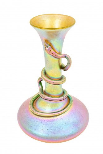 XXe siècle - Vase Loetz Silberiris avec application en forme de serpent vers 1903