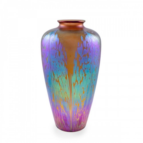 Large Loetz Vase with Medici Maron decoration ca. 1902 - Art nouveau