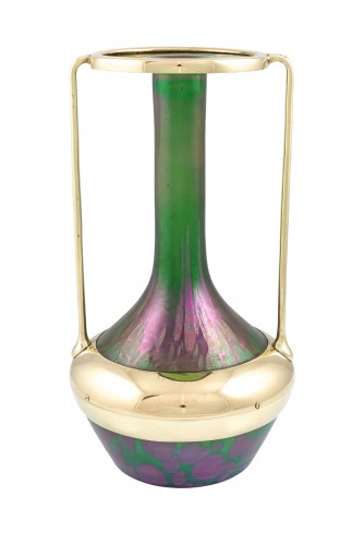 Vase avec monture en métal Alfred Roller Loetz décor PG 1/473 vers 1901 - Art nouveau