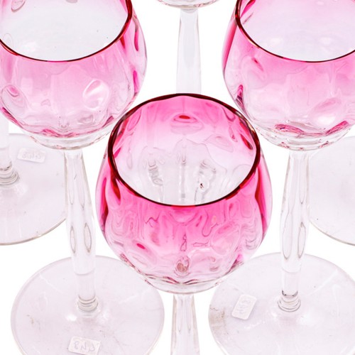 Verrerie, Cristallerie  - 6 verres à vin décor Meteor Koloman Moser Meyr's Neffe versvers 1901