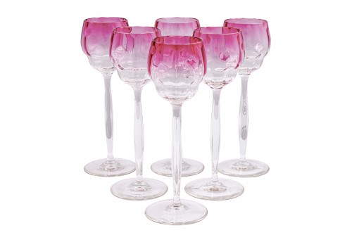 Set of 6 wine glasses Meteor decoration Koloman Moser Meyr&#039;s Neffe ca. 1901 - Art nouveau