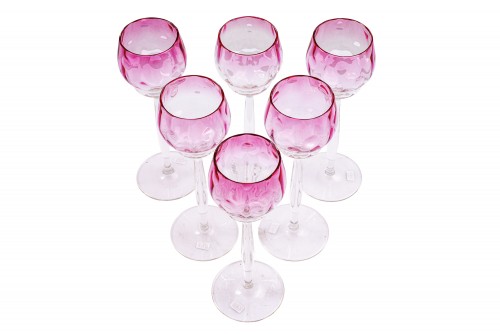 Art nouveau - Set of 6 wine glasses Meteor decoration Koloman Moser Meyr&#039;s Neffe ca. 1901