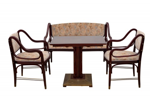 Complete seating set Otto Wagner J. &amp; J. Kohn ca.1902 bentwood brass - Furniture Style Art nouveau