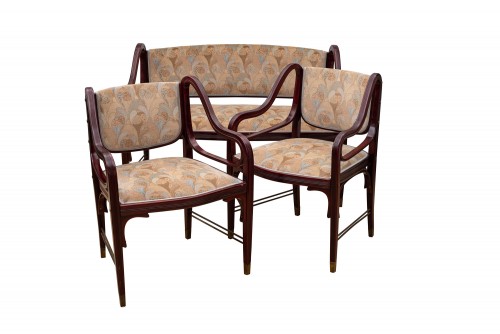 Complete seating set Otto Wagner J. &amp; J. Kohn ca.1902 bentwood brass - 