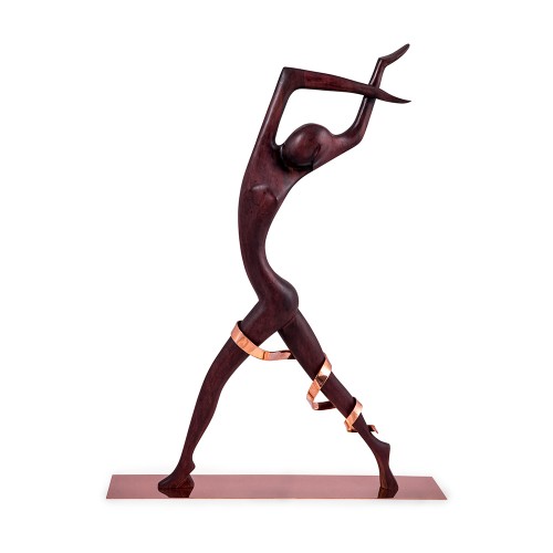 Dancer with a ribbon Werkstatte Hagenauer wood copper ca 1935 marked