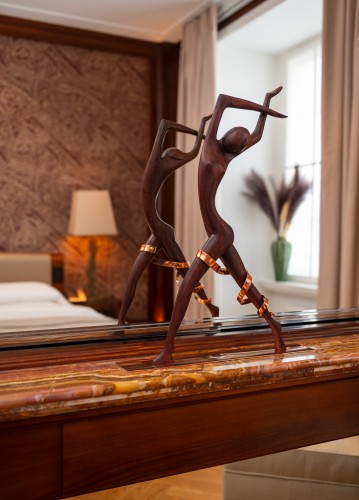Sculpture  - Dancer with a ribbon Werkstatte Hagenauer wood copper ca 1935 marked
