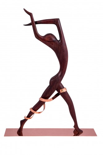 20th century - Dancer with a ribbon Werkstatte Hagenauer wood copper ca 1935 marked