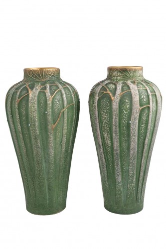 Paire de vases - Paul Dachsel Amphora vers 1906 porcelaine ivoire céramique marquée - Art nouveau