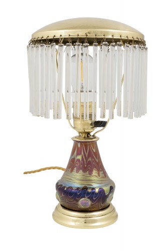 Lampe de table Loetz avec tiges de verre PG 358 décoration ca. 1901 - Art nouveau