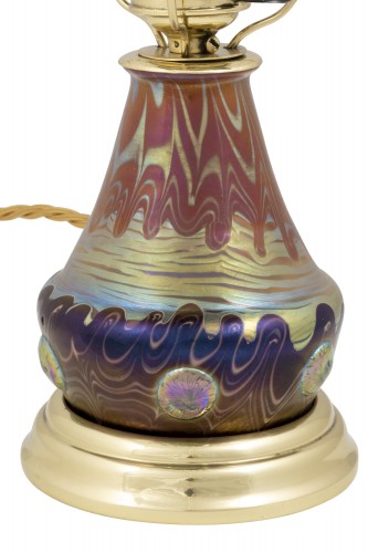 Art nouveau - Lampe de table Loetz avec tiges de verre PG 358 décoration ca. 1901